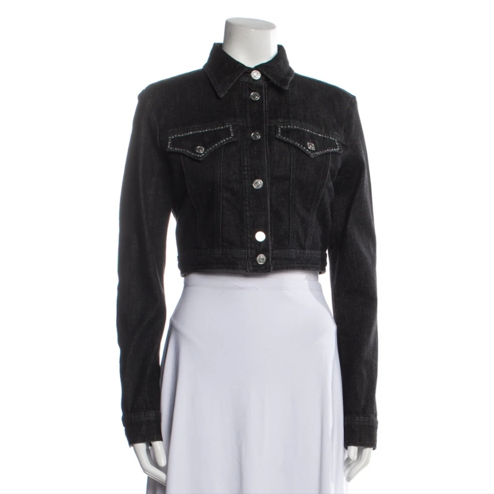 Versace Jeans Black Cropped Denim Jacket